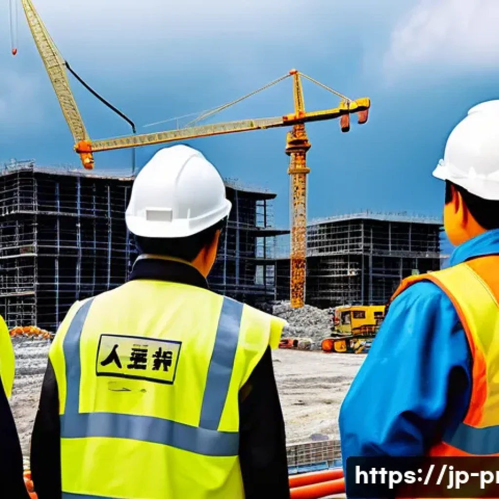 공정관리기술자와 크레인 스케줄 관리 - A modern Japanese construction site with multiple cranes operating in coordinated harmony under a cl...