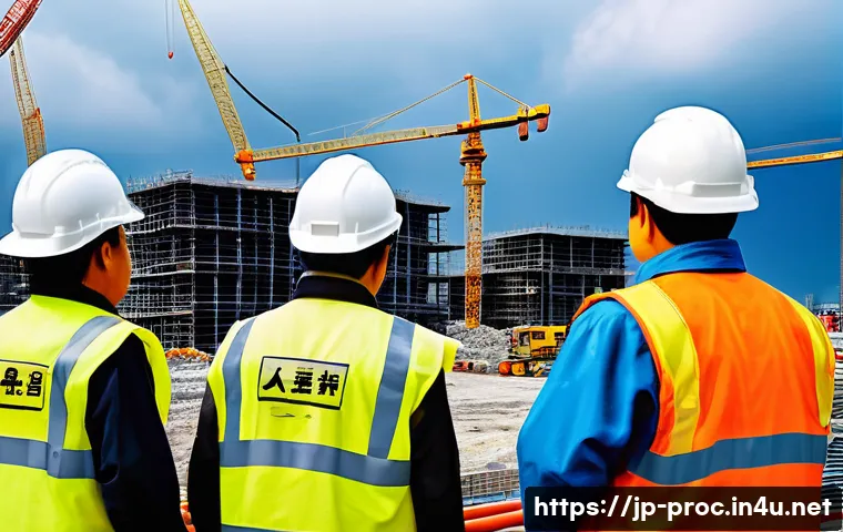 공정관리기술자와 크레인 스케줄 관리 - A modern Japanese construction site with multiple cranes operating in coordinated harmony under a cl...
