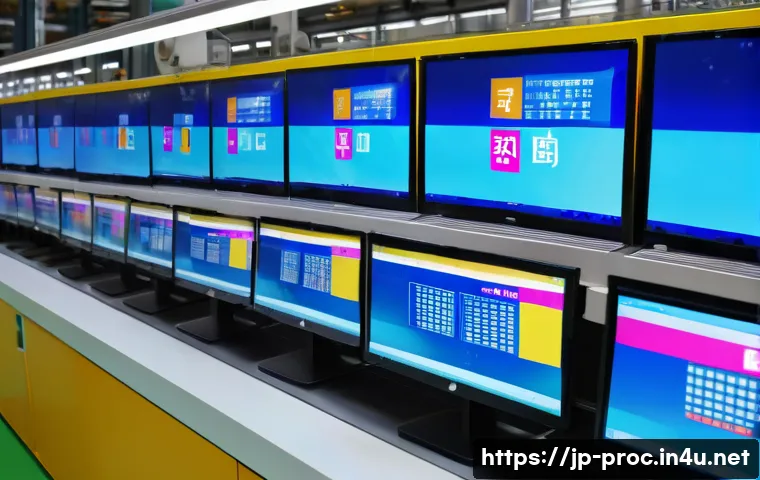 공정관리 소프트웨어 활용 사례 - A modern Japanese factory production line scene showing real-time digital progress monitoring on mul...